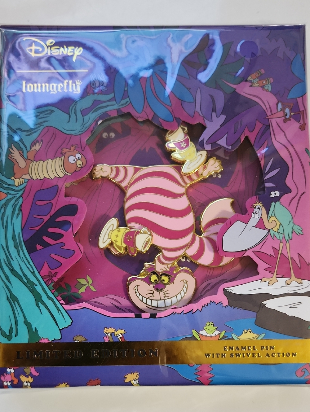 Disney Loungefly Cheshire Cat Enamel Pin - Alice In Wonderland,  LE 600, 3"x3"
